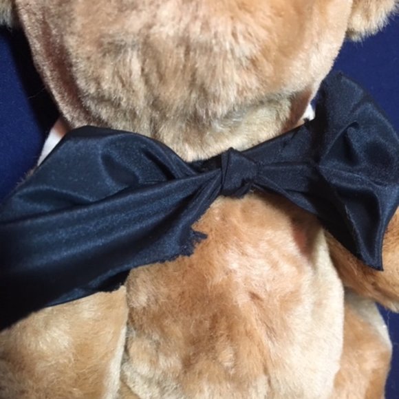 Vintage 1985 KENT Collectibles JOINTED TEDDY BEAR Straw Hat Black Neck Bow 10" - Picture 8 of 9